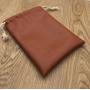 Custom Pink Brown Faux Leather Drawstring Pouch