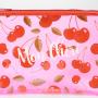 Cherry print see through makeup bag fashion girls clear cosmetic bag zipper
