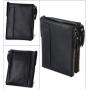 Cowhide Leather Men's Wallet Short Anti-RFID Theft Brush Tri-fold Wallet Double Zipper Wallet