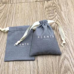 Customized Linen Grey Jewelry Drawstring bag , lavender sachet bag