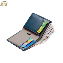 Factory wholesale custom leather slim front pocket RFID blocking wallet card holder
