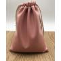 Custom Pink Brown Faux Leather Drawstring Pouch
