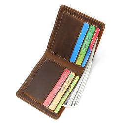 Vintage leather slim billfold custom men leather RFID wallet