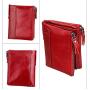 Cowhide Leather Men's Wallet Short Anti-RFID Theft Brush Tri-fold Wallet Double Zipper Wallet