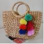 Fashion Women Summer Straw Bag Big Decorations Rattan Beach Tote Handbag Hand-woven Bags For Lady