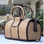 Fashion Women Rattan Straw Handbag Woven Summer Beach Large Shopping Tote Bags Rattan Purse