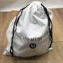 White Cotton Flannel Drawstring Bag With Black String
