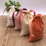 High End Custom Cotton Linen Comb Pouch Bag Pink Yellow Orange Off-White Cotton Linen Drawstring Bag