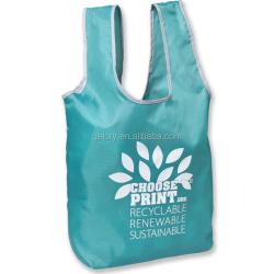 Custom Printed Logo 100% Recycled Foldable RPET Tote Bag Shopping Bag Into Small Pouch