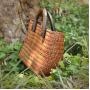 Handmade Women Ladies Woven Straw Rattan Basket Beach Tote Handbag Bag For Women Holiday With Leather Conner Patches