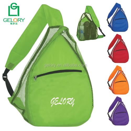 Gelory 2024 Promotion Lightweight Polyester Mesh Fabric Custom Logo Single Strap Custom Shoulder Backpack