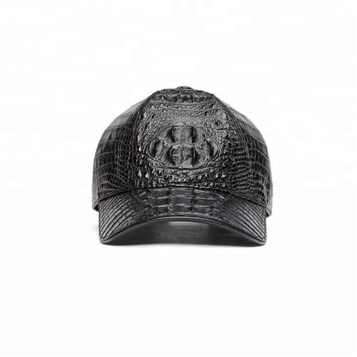 Gorras Para Hombre Custom Logo Fashion Real Crocodile Hornback Skin Leather Men Leather Baseball Caps And Hats Manufacturer