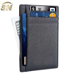 simple taffiano business leather card holder with PVC window