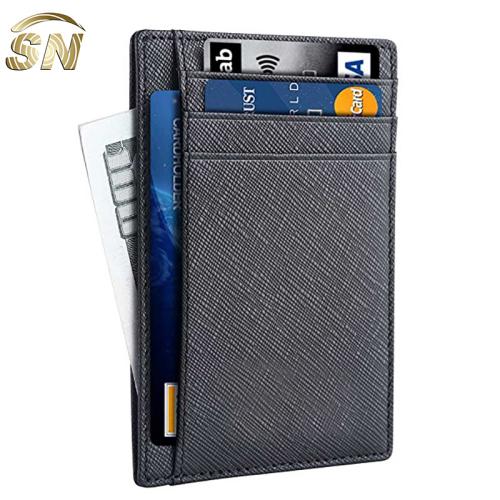 simple taffiano business leather card holder with PVC window