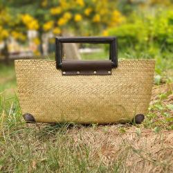 2024 Handmade Fashion Casual Bali Women Rattan Straw Weaving Small Ladies Beach Woven Tote Bags Handbag For Holiday Women