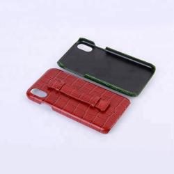 Customized High quality crocodile embossed genuine leather mobile phone case for iPhone 7/8/X 11 12 13 14 15 pro max with handle