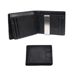 E-commerce Newest design RFID carbon fiber leather money clip wallet with coin wallet