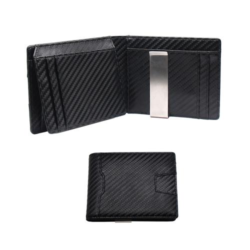 E-commerce Newest design RFID carbon fiber leather money clip wallet with coin wallet