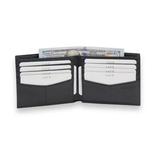 Pebbled Leather RFID Blocking Wallet Slim Bifold Credit Card Wallet