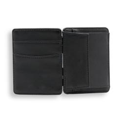 Nice leather magic card holder wallet money clip wallet with coin pocket and elastic band