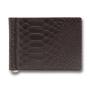 Brown leather crocodile embossed pattern men's money clip wallet minimalist bi-fold wallet