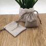 White Cotton Muslin Drawstring Bag With Label, Machine Washable Bag
