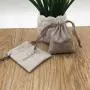 White Cotton Muslin Drawstring Bag With Label, Machine Washable Bag