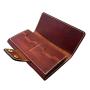 Gift idea high end vegetable tanned leather women wallet long purse with shoulder strap