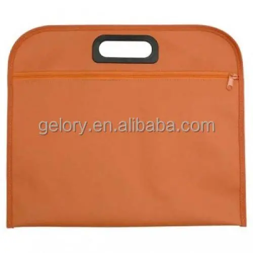 Gelory factory made durable polyester material,A4 size document, plastic handle zipper conference bag