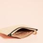 Fashion eco friendly straw fabric tassel zipper pouch makeup bags for women