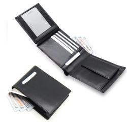 Nappa genuine leather trifold coin wallet 14 card slots large capacity leather wallet with front pocket