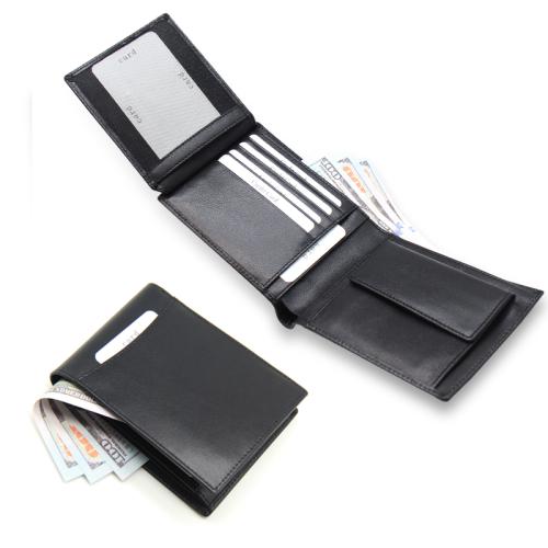 Nappa genuine leather trifold coin wallet 14 card slots large capacity leather wallet with front pocket