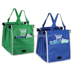 Foldable grocery bag shopping cart trolley cooler holder carrier bag reusable portable shopping bag