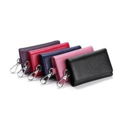 Top Layer Cowhide Key Card Wallet With Key Card Holder Unisex Key Pouch With Key Chains