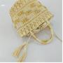 Fashionable Gold And Silver Bucket Woven Straw Shoulder Bag Women Hand-woven Summer Beach Bags