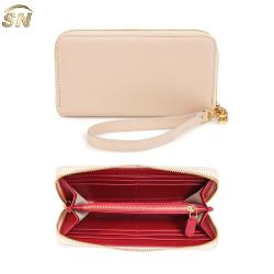 Hot sale pebble leather purse leather women wallet with wrist strap