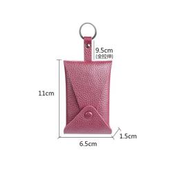 Ladies Full-grain Leather Car Key Ring Pouch New Key Holder Bag With Card Holder