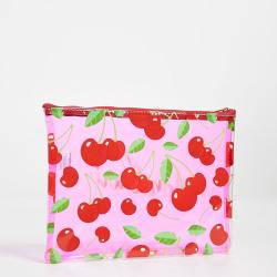 Cherry print see through makeup bag fashion girls clear cosmetic bag zipper