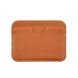 Top grain vegetable tanned leather RFID credit card holder with logo