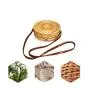 Custom Hand made Bali Fashion Rattan Braided Women Small Round Shape Slanted Crossbody Shoulder Bag With Leather Shoulder Strap