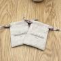White Cotton Muslin Drawstring Bag With Label, Machine Washable Bag