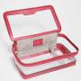Beauty top quality premium metal zipper custom PU trim front zip pockets soft flight women clear eva cosmetic bag
