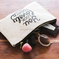 Gelory China Factory Wholesale Custom Printed Makeup Pouch Bag Sublimation Blank Plain Canvas Cosmetic Bag With Zipper