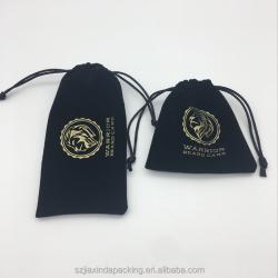 Promotional Black Velvet Bag With Gold Printing Logo