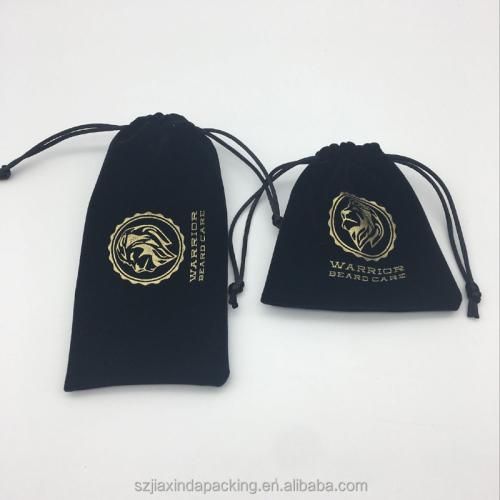 Promotional Black Velvet Bag With Gold Printing Logo