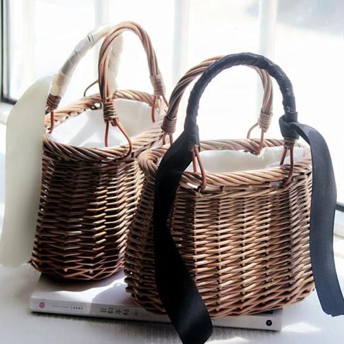 Luxury Wicker Lady Beach Bag Rattan Woven Women Storage Tote Basket