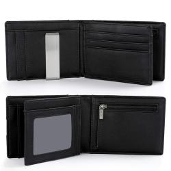 RFID carbon fiber wallet customized Men's trifold leather money clip wallet