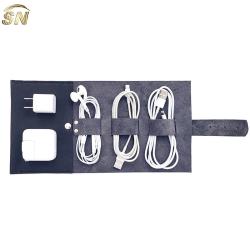 Handmade custom logo emboss cord organizer leather earbud holder