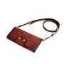 Gift idea high end vegetable tanned leather women wallet long purse with shoulder strap