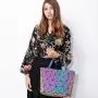 Lovevook women handbags 3 pcs bag set crossbody bags for women Geometric luminous reflective shoulder bag for ladies
